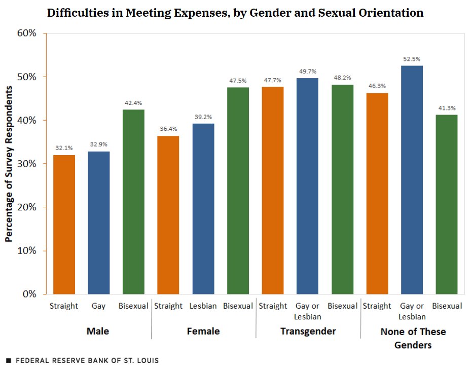 stlouisfed's tweet photo. New research from our Institute for Economic Equity: Almost half of LGBTQ+ adults struggled to pay for common household expenses in the first half of 2022 https://t.co/h3LYUcx6Z5 https://t.co/eshKeejiqs