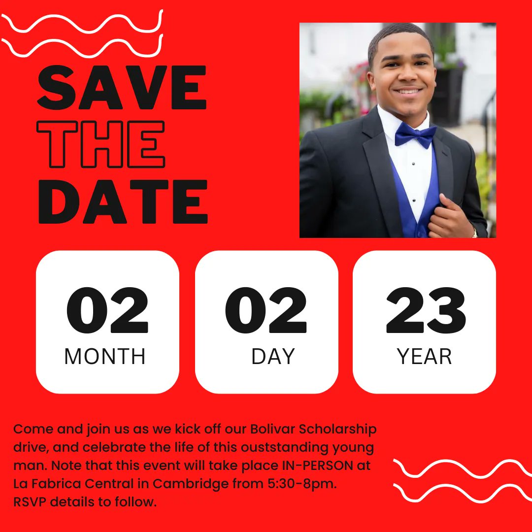 Save the date! On February 23rd, 2023 at La Fabrica Central, we'll be kicking off our drive for our Bolivar Scholarship! Help us honor the life of this incredible young man and support a BHCC student during their educational journey. Stay tuned for RSVP Details! #HOPE #BHCC