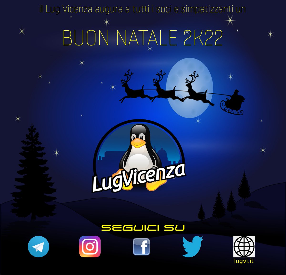 lugvi's tweet photo. Il Lug Vicenza augura a tutti i soci e simpatizzanti un sereno Natale. Ci rivediamo con i consueti appuntamenti col pinguino a gennaio. https://t.co/flnhAGYm5m