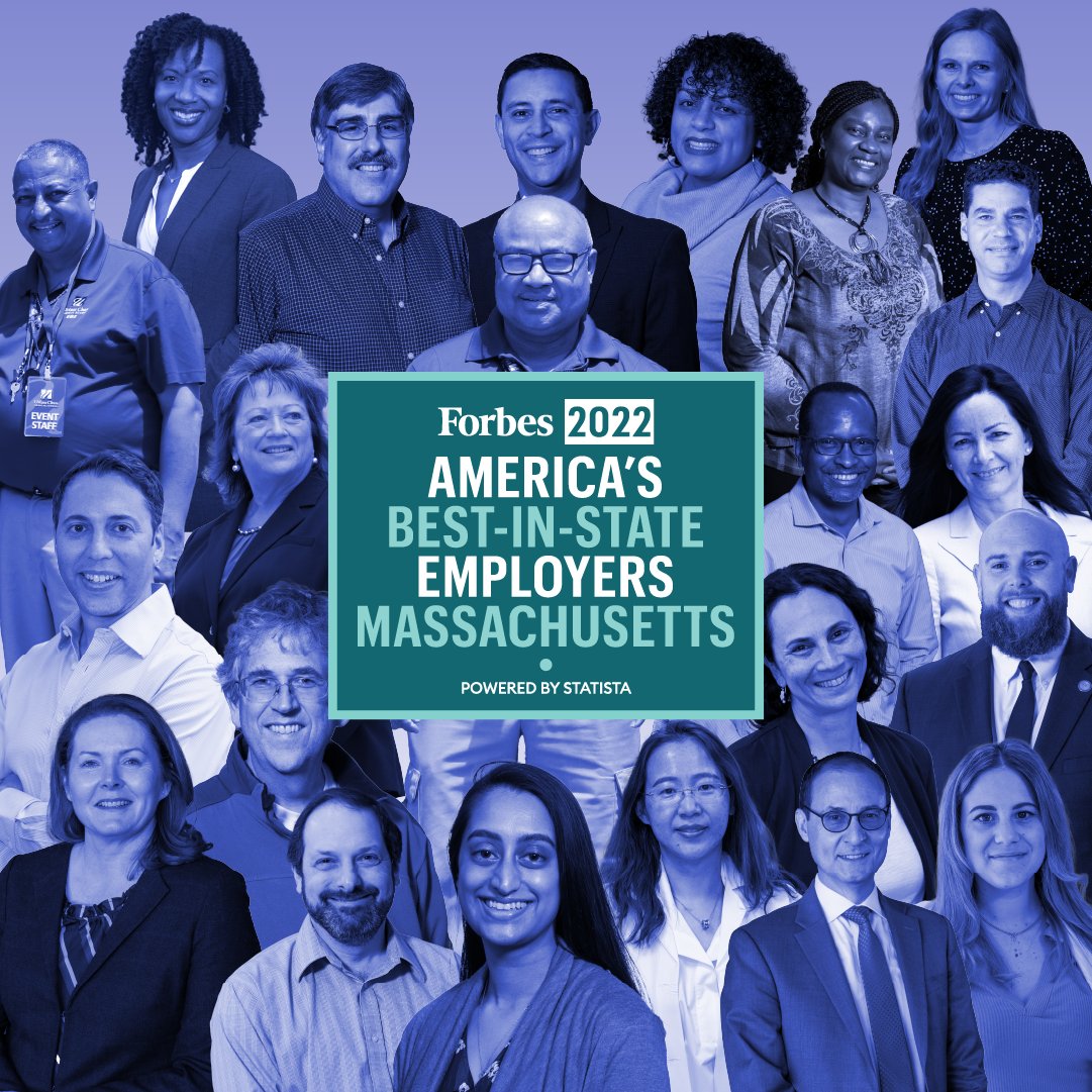 UMassChan's tweet image. UMass Chan made @Forbes' list of Best Employers in Massachusetts and the @BostonGlobe's list of Top Places to Work in Massachusetts in 2022. UMass Chan is the only higher ed institution on the @BostonGlobeMag list: bit.ly/3HWOAtE #WhyUMassChan2022
