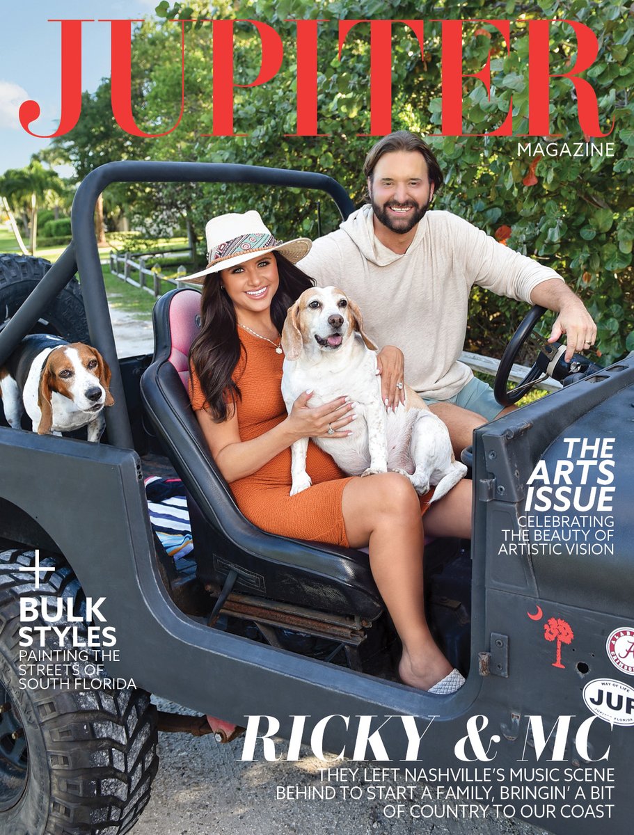 JupiterMagazine's tweet image. Say hello to our January cover stars, country crooner Ricky Young and his wife, MC Callahan-Young. These Nashville locals recently settled in Jupiter for their second act: raising a family and bringing the country music scene to U.S. Highway 1.
