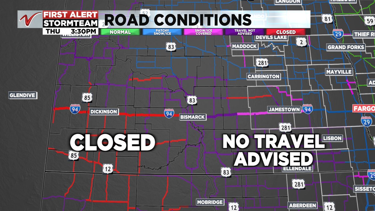 HutchsWeather's tweet photo. ⚠️I-94 Closure!! Happening now... The ND DOT has closed portions of I-94. Here is the latest on roads and conditions.
#VNLFirstAlert #NDDOT #ndroads #sdroads #MNRoads
Always get the very latest on road reports on the VNLWeather App or our web site....
Hutch VNL https://t.co/QZUNrbHJp6