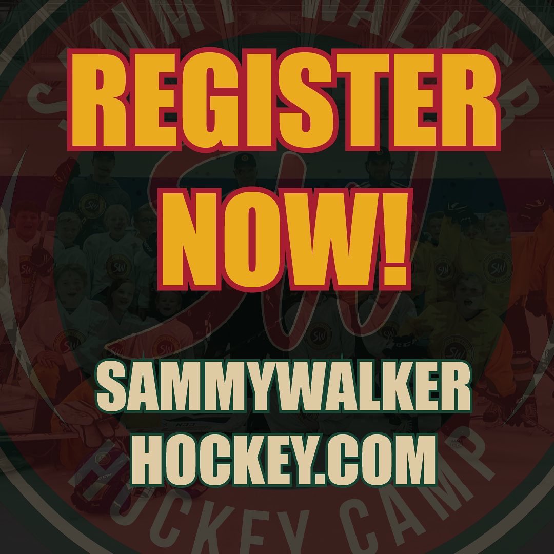REGISTRATION IS NOW OPEN for the SAMMY WALKER HOCKEY CAMP! Coming to Des Moines, Iowa (June 12-15) and Minneapolis, Minnesota (August 7-11). Open to Mites, Squirts, Pee Wees, Bantams, boys and girls! Visit link in bio for more info and to register. Space is Limited!