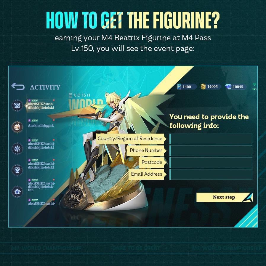 MobileLegendsOL's tweet photo. M4 Beatrix Figurine will be available SOON! Are you excited? Do you want to know more about it?

We've prepared some essential information for you so you can learn more about it. Check it out!

#MobileLegendsBangBang
#MLBBM4
#DARETOBEGREAT https://t.co/9uCRJHwd5S