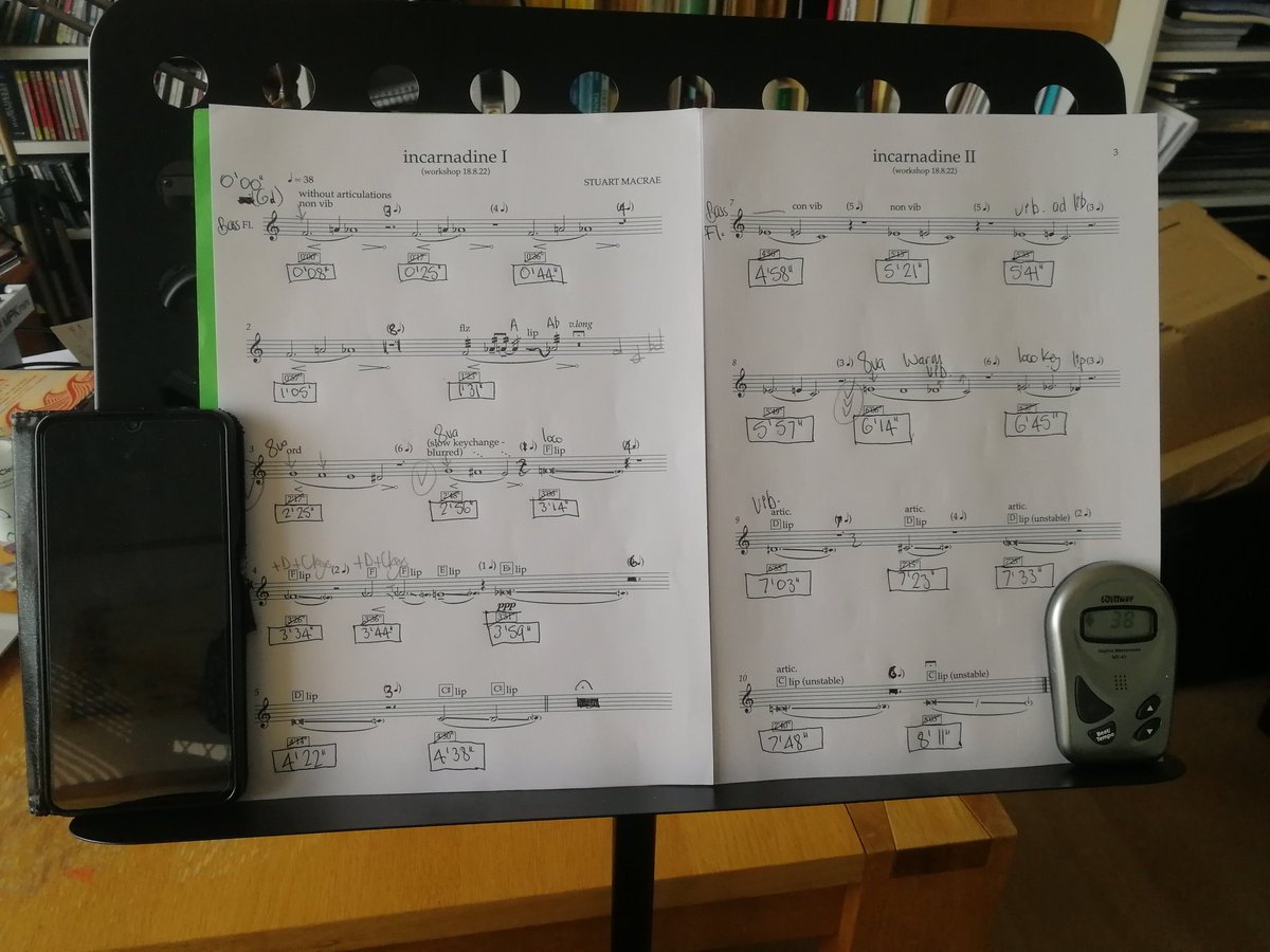 Terrific doing some work today with @EwanRob89381347 on the performing version of 'incarnadine' for bass flute and electronics. Premiere at @OrkSciFest next September!