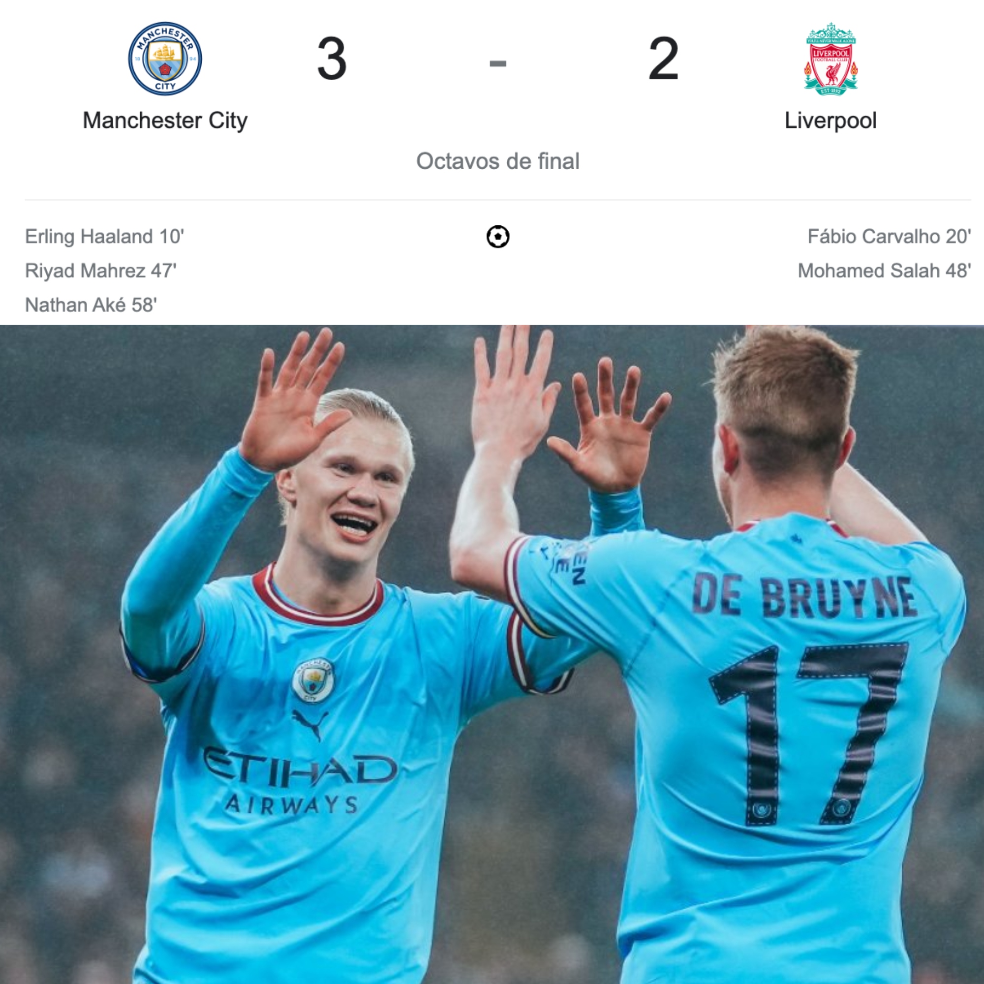 Bate Bola Inglês - EMPATE NO ETIHAD No primeiro tempo tivemos um jogo muito  movimentado, tudo poderia acontecer. Salah abre o placar após cobrança de  pênalti, sofrida pelo Mané. O time de