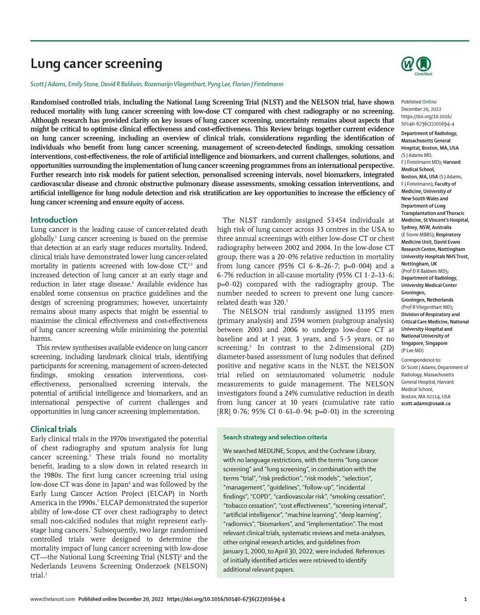 KessnerJp's tweet photo. Lung Cancer Screening: The Lancet review. 
https://t.co/cmm9MIfzL9 
🚬🫁🦀🎞⏳️🧐📚
@TheLancet @ALATorax @atscommunity @RadiologyACR @accpchest @ACCP @ERSpublications @SPLF_SocPneumo @SeparRespira @socapnet @NeumoMadrid @DGPneumologie @RespirologyAPSR @LungCancerEu https://t.co/9KNWWrxjam