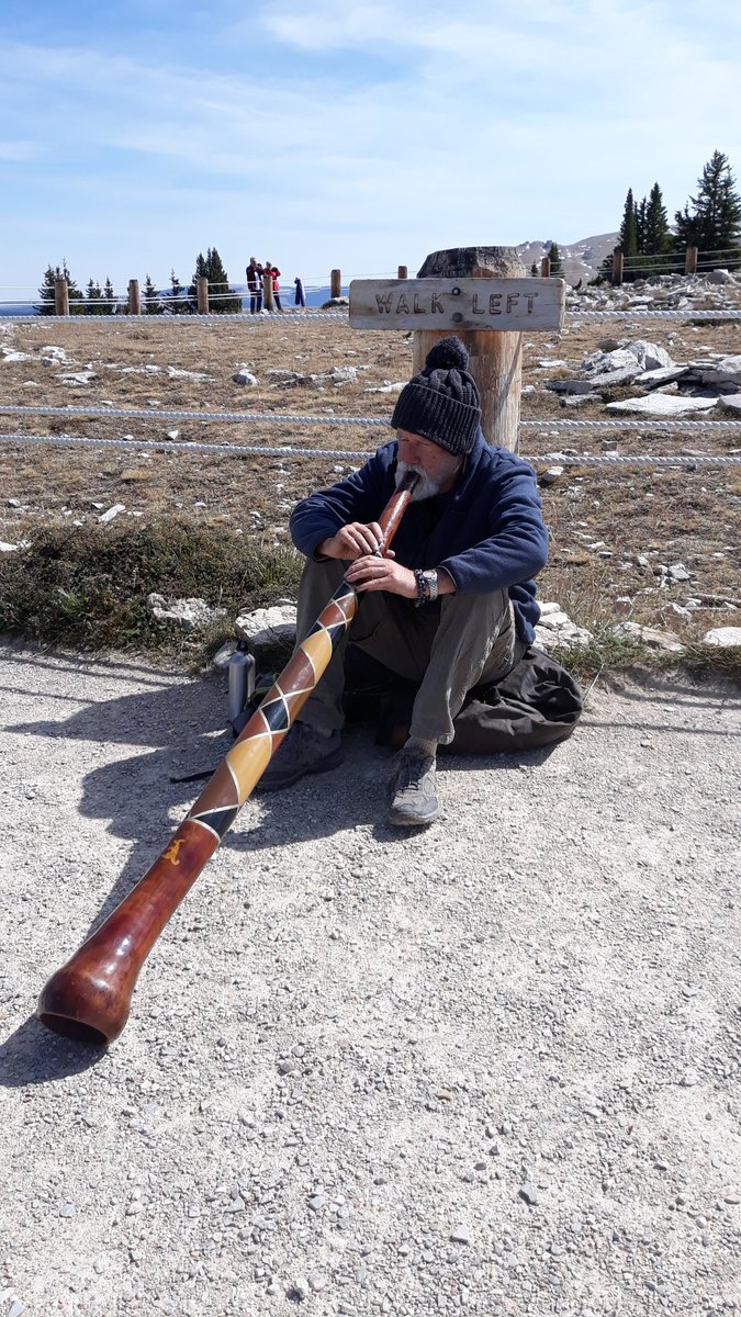 johnmcman's tweet image. Reorienting my tweets from #bipolar and #mentalhealth to #randomRoad moments, from 6 years on the road. Didgeridoo at #MedicineWheel, #Bighorns, WY. fall 2019. Actually, it's all about our mental health. #nature #healing #spiritual