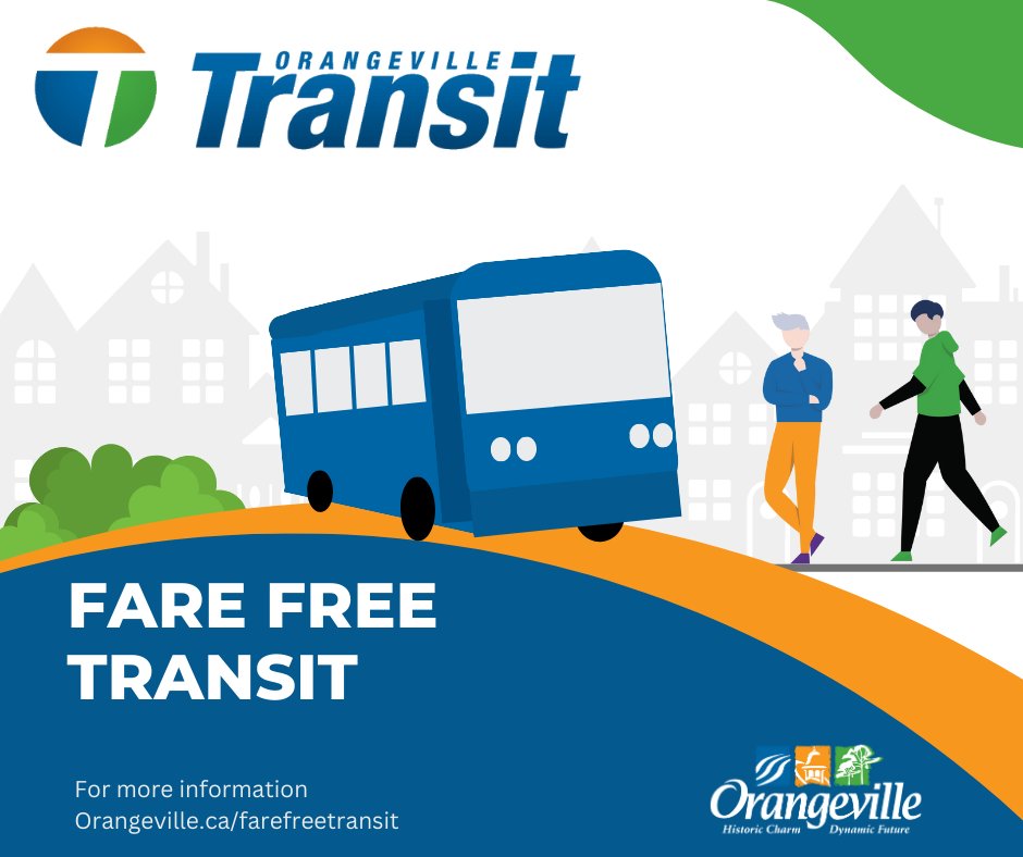 orangevilleont's tweet photo. Fare-free transit begins in Orangeville on January 2. 

This means you will not need to purchase bus passes for 2023. 

Already purchased a 2023 pass in advance? You can visit our Customer Service department to obtain a refund. 

Find out more today at https://t.co/s6SLYtewNk https://t.co/x7LJaYE0bp