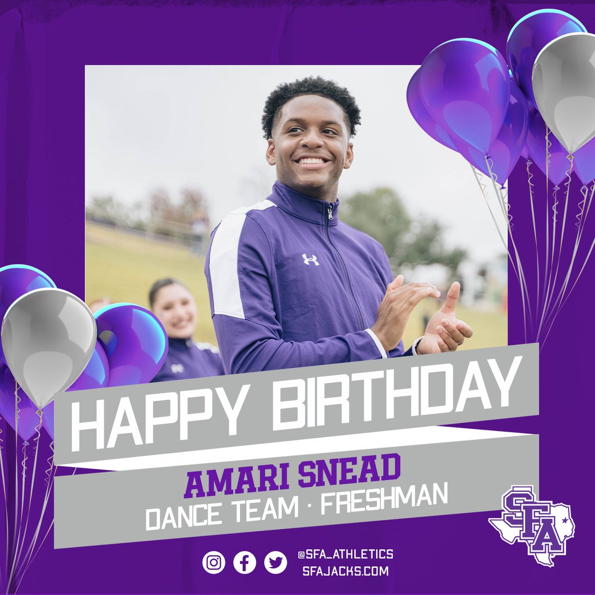 SFA_Dance_Team's tweet photo. Happy Birthday! Hope your day is as amazing as you ๐๐ฅณ
#AxeEm x #RaiseTheAxe x #sfadt https://t.co/K0hp2dQTbL