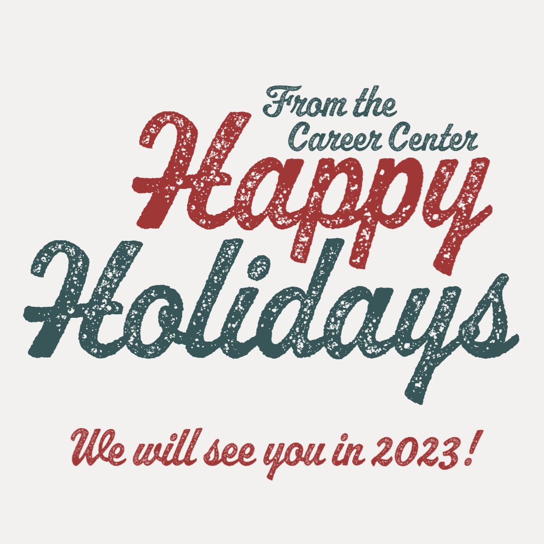HireUTRGV's tweet photo. Enjoy the semester break Vaqueros! ✌🏼
Happy Holidays! 🎄🎅🏼🕎

The Career Center will be closed December 23-30. We will re-open on January 2, 2023.

Log in to Handshake to schedule an appointment for 2023.

#happyholidays #happynewyear2023 #semesterbreak #hireutrgv https://t.co/F8jSQH5h1m