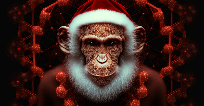 PromptMonkeys's tweet photo. Check out Fractal Xmas, an image word puzzle game created with @midjourney images. Prompt Monkeys game studio wishes you happy holidays, and we hope you enjoy our little Xmas game 😍🎲🐵