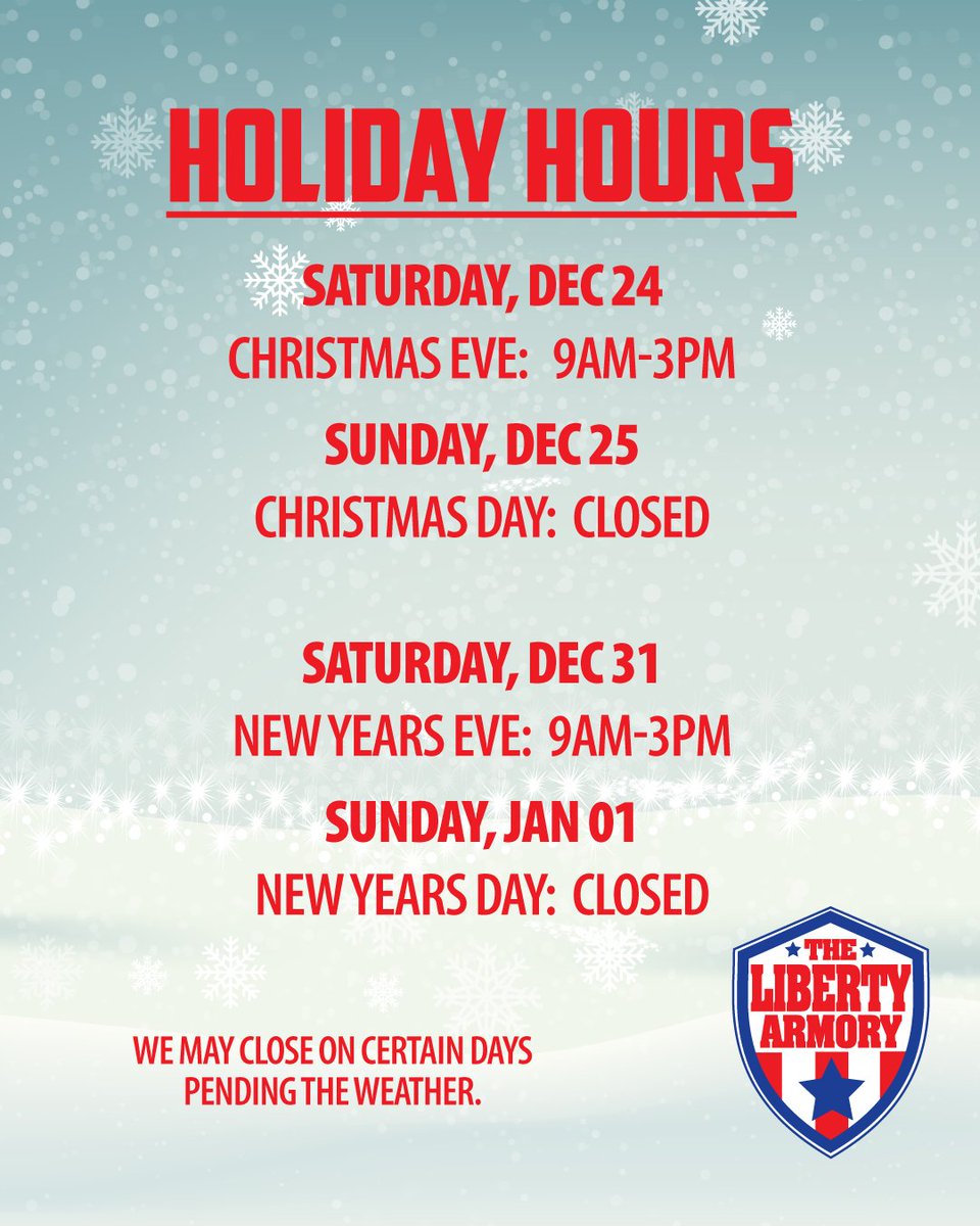 LibertyArmoryTX's tweet photo. Have a Safe and Happy Holidays and a wonderful New Year! https://t.co/BYTq4tV4Mt