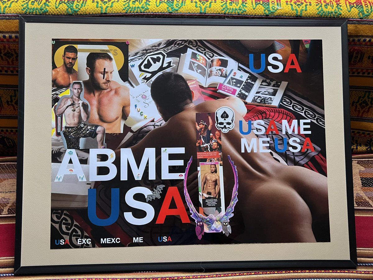 Erick_PN's tweet photo. Happy to be showcasing (and selling 🤑) a #collage at The Leather Man Store #nyc from my limited edition series “Obsessions, War_Hol(e) Stamps” 🥰https://t.co/94MaWT6F0R https://t.co/b7yt05NeTw