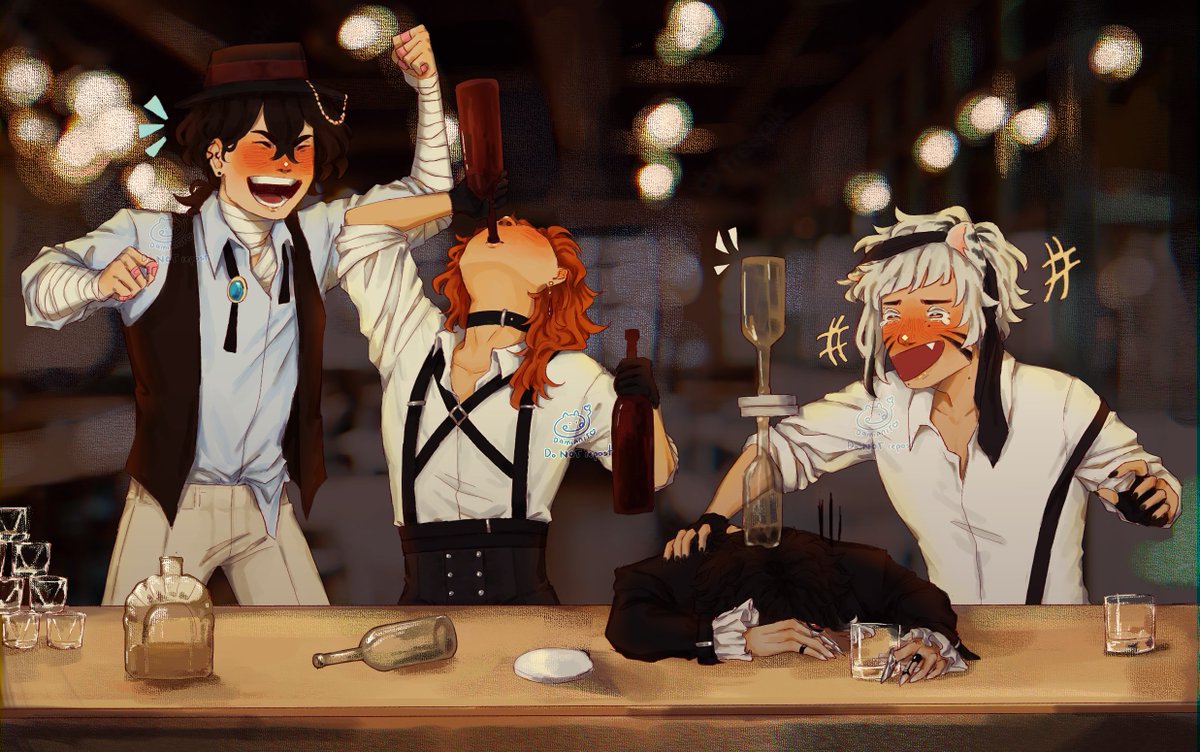 They aren't allowed to drink together anymore [#文スト #Bsd #Soukoku #Dazai #Chuuya #shinsoukoku #Atsushi #Akutagawa]