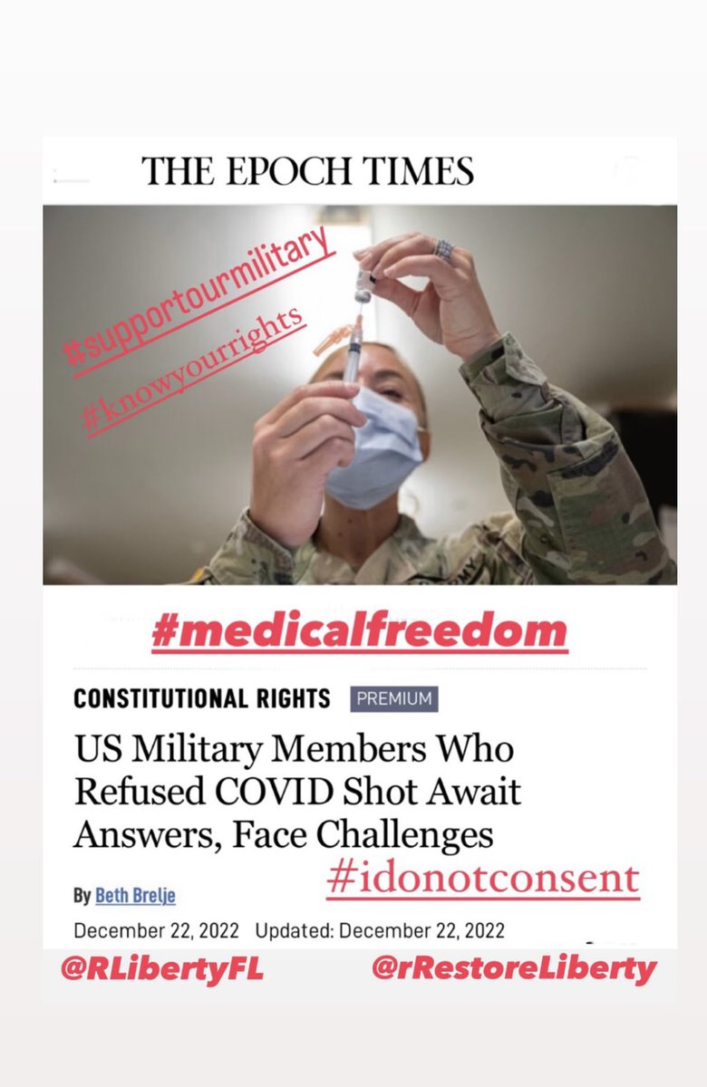 RLibertyFL's tweet photo. #support #SupportOurTroops #supportourmilitary #medicalfreedom #knowyourrights #idonotconcent #ConstitutionalRights #constitution #COVID19 #COVID #vaccines #CovidVaccines #CovidVaccine #TruthAboutMRNAVaccines https://t.co/VSI0xIUtvP