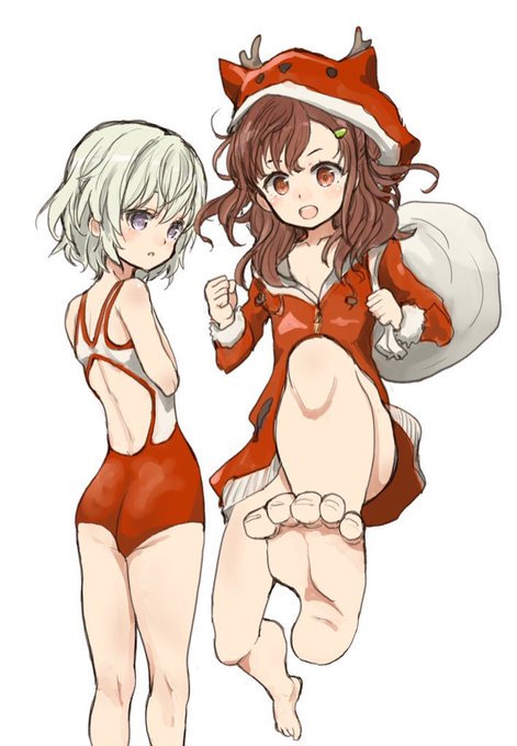 あくしずに #はいふり のピンナップがなくて悲しかったので捏造してみたメイタマとクリスマス衣装(計一着分)Ver.。 