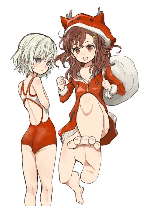 あくしずに #はいふり のピンナップがなくて悲しかったので捏造してみたメイタマとクリスマス衣装(計一着分)Ver.。 
