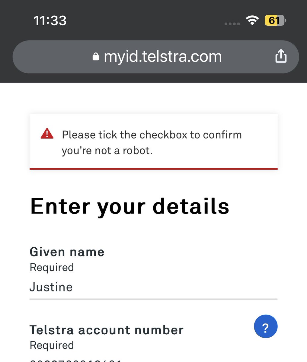 juzziebear's tweet photo. @Telstra trying to log onto mytelstra and every page is stating tick checkbox - there is no box?
I need access to mytelstra to activate global roaming https://t.co/IeZY0xZ5Wc