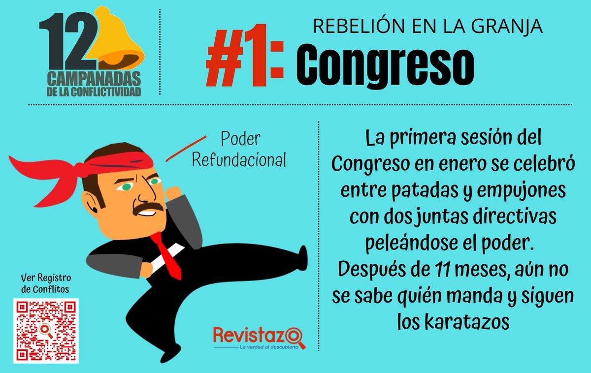 Revistazo's tweet photo. https://t.co/yhK71LTk9P continua la tradición de recordar el año que termina con momentos gráficos de impacto con nuestra serie #12Campanadas dedicada esta vez al conflicto. Nuestra primera campanada es una patada voladora legislativa. Lea, opine y comparta. https://t.co/cpWc5skwf9