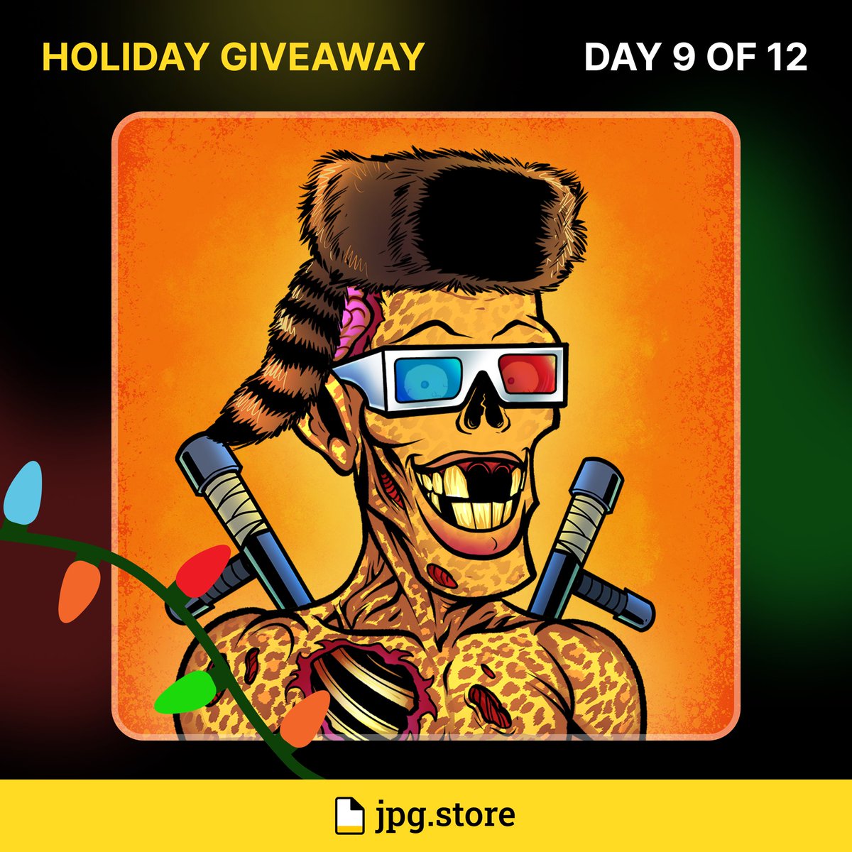 🎁 #JPGGiveaway DAY 9 OF 12 🎁

Today’s giveaway is this badass Zombie Chains 🔥

✅ Follow <a href="/jpgstoreNFT/">jpg.store</a> and <a href="/ZombieChains/">Zombie Chains</a>
✅ Like and RT!
✅ Subscribe to our YT: youtube.com/c/jpgstorenft

Winner announced in 24h! Best of luck 🍀