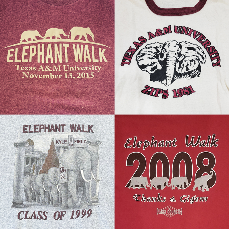 AggieNetwork's tweet photo. We need these years to complete the #ElephantWalk shirt collection: 1997, 2006, 2007, 2009, 2012, 2013, 2014, 2015, 2016, 2017, 2018 and any earlier than the Class of '81!

Upload photos at https://t.co/f19oVbDkS3 and get all the details here: https://t.co/nNiyoaBJJ0! https://t.co/aq4m9XlzBi