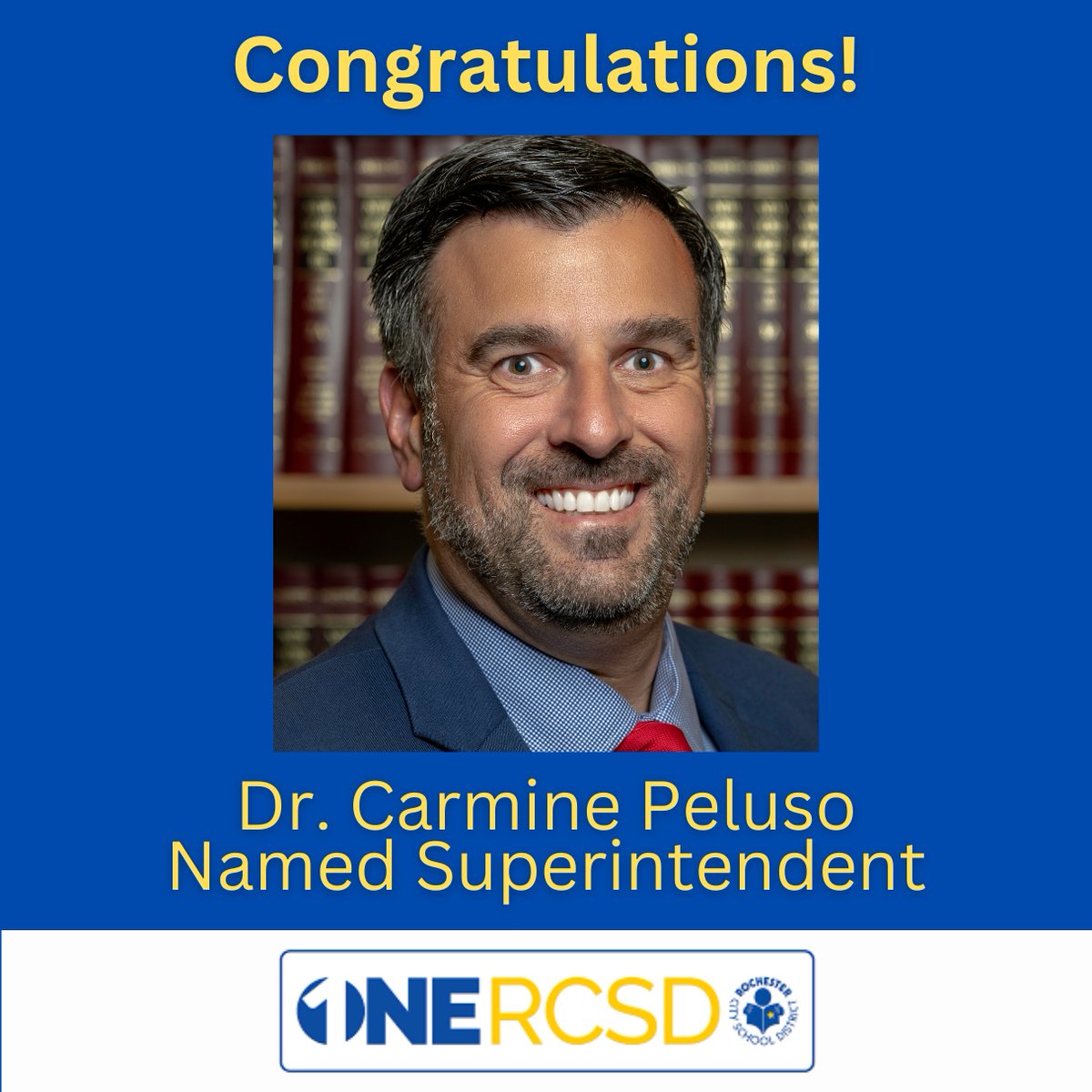 The RCSD Board of Education is pleased to announce that Dr. Carmine Peluso has been named the Superintendent of Schools, effective immediately. Congratulations, Dr. Peluso! We look forward to 2023 being an exciting year for our District! <a href="/drpeluso/">Dr. Carmine Peluso</a> #onercsd