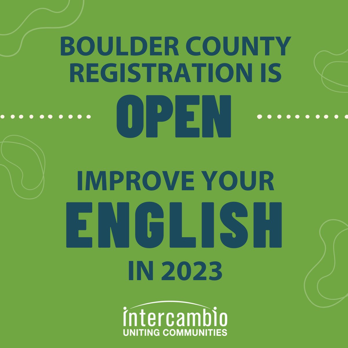 Start improving your English in 2023! 

Registration is now open for morning and evening classes next year in Boulder County, Colorado. Classes begin on January 24th. 

Send us your questions and register at: intercambio.org/form/local-stu…