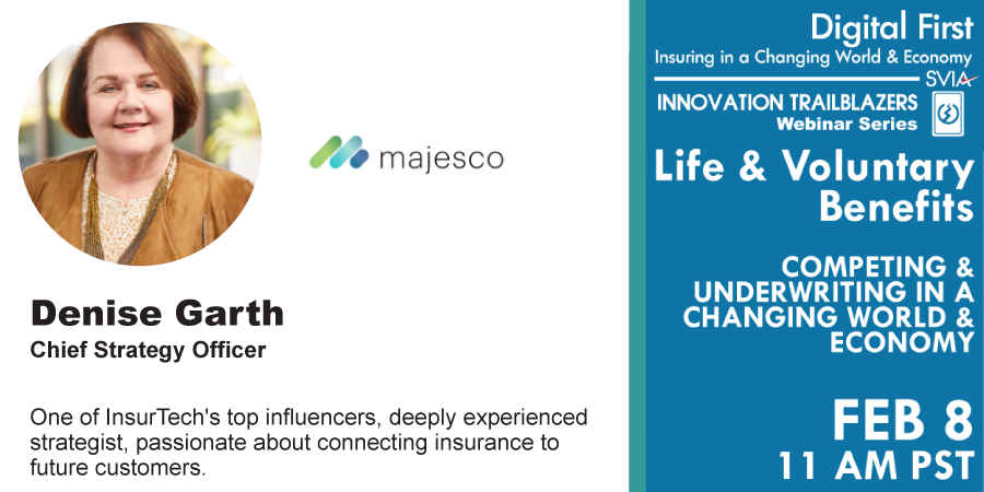 SVIAccelerator's tweet photo. Join @denisegarth of @Majesco_Inc at Our Free #InsurTech #Webinar | Register Here → https://t.co/5Un9zSa7VM | #DigitalFirst #FutureOfInsurance #InsuranceLeaders #Underwriting #Insurance2023 #InsurTech #SVIAEvents https://t.co/BTDRFf3nLL