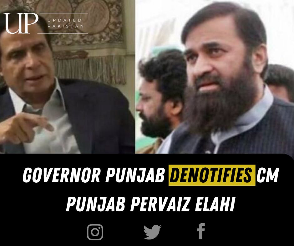 UpdatedPakistan's tweet photo. In escalating situation across punjab governor punjab denotified Chief minister punjab pervaiz elahi on friday
#Governor #PunjabAssembly #Cmpunjab #chiefminister #pmln #Lahore #Governor_house_protest #governorhouse #PTI #rangers https://t.co/bIhvqYwKvG