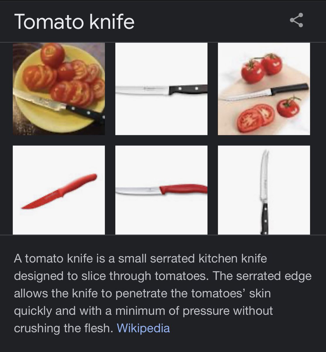 Maxtron's tweet image. Sir, that is a tomato knife.