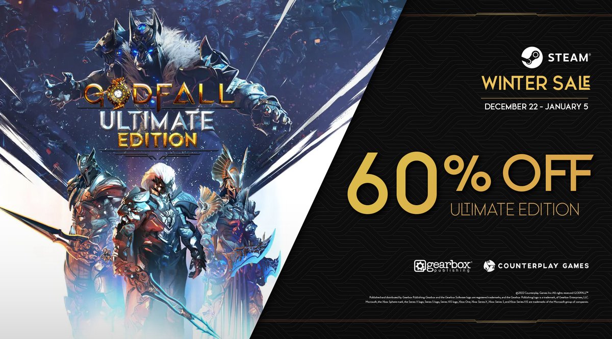 The Steam Winter Sale is here!

From Dec. 22 - Jan. 5, get 60% off Godfall: Ultimate Edition. Start your journey across the Realms today!

store.steampowered.com/app/928960/God…
