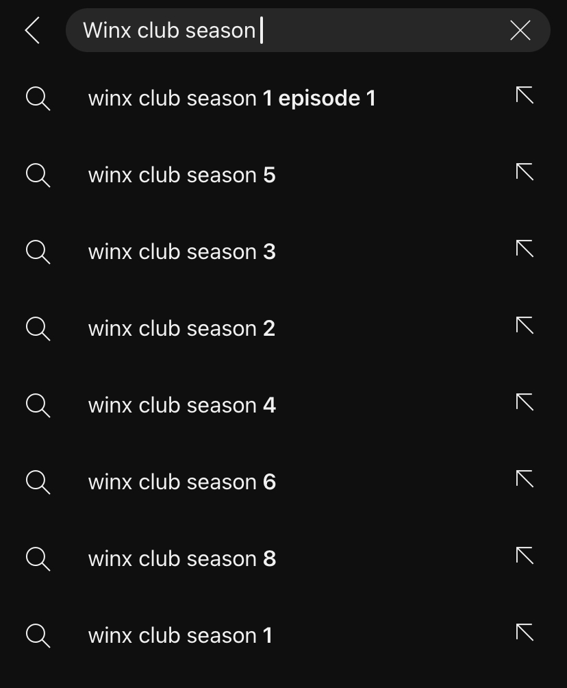 WingsofThe's tweet photo. Notice how Winx Club season 7 is the only one that doesn’t show up in the suggestions 😎 https://t.co/SsxNMEC0N3