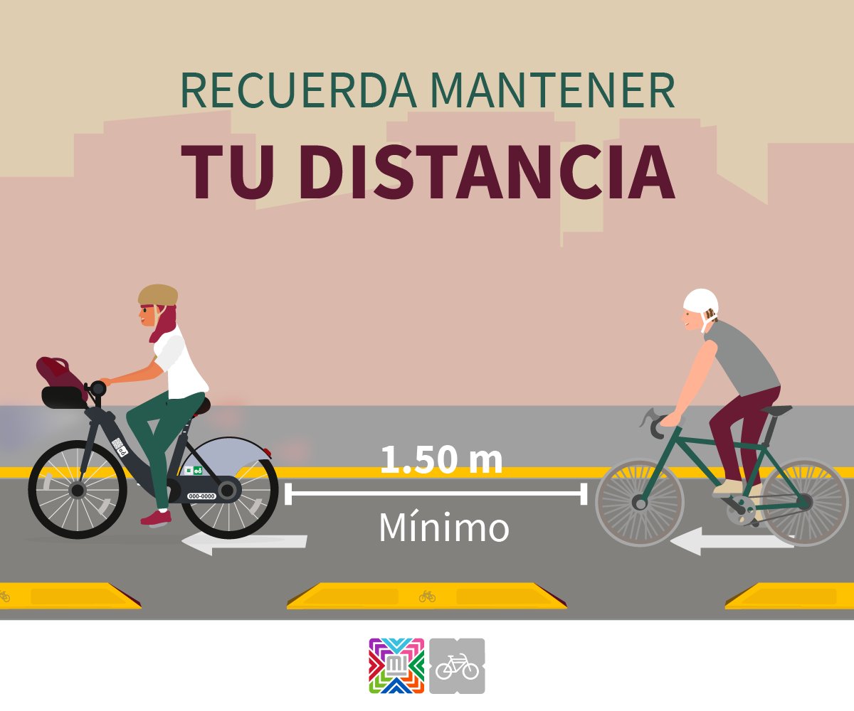 MIBiciCDMX's tweet photo. #BiciTip 🤓
Cuando salgas a pedalear, recuerda mantener tu distancia 🚴____🚴 de otros ciclistas, así evitas incidentes
#MiBiciCDMX https://t.co/XTdkQFHIqF