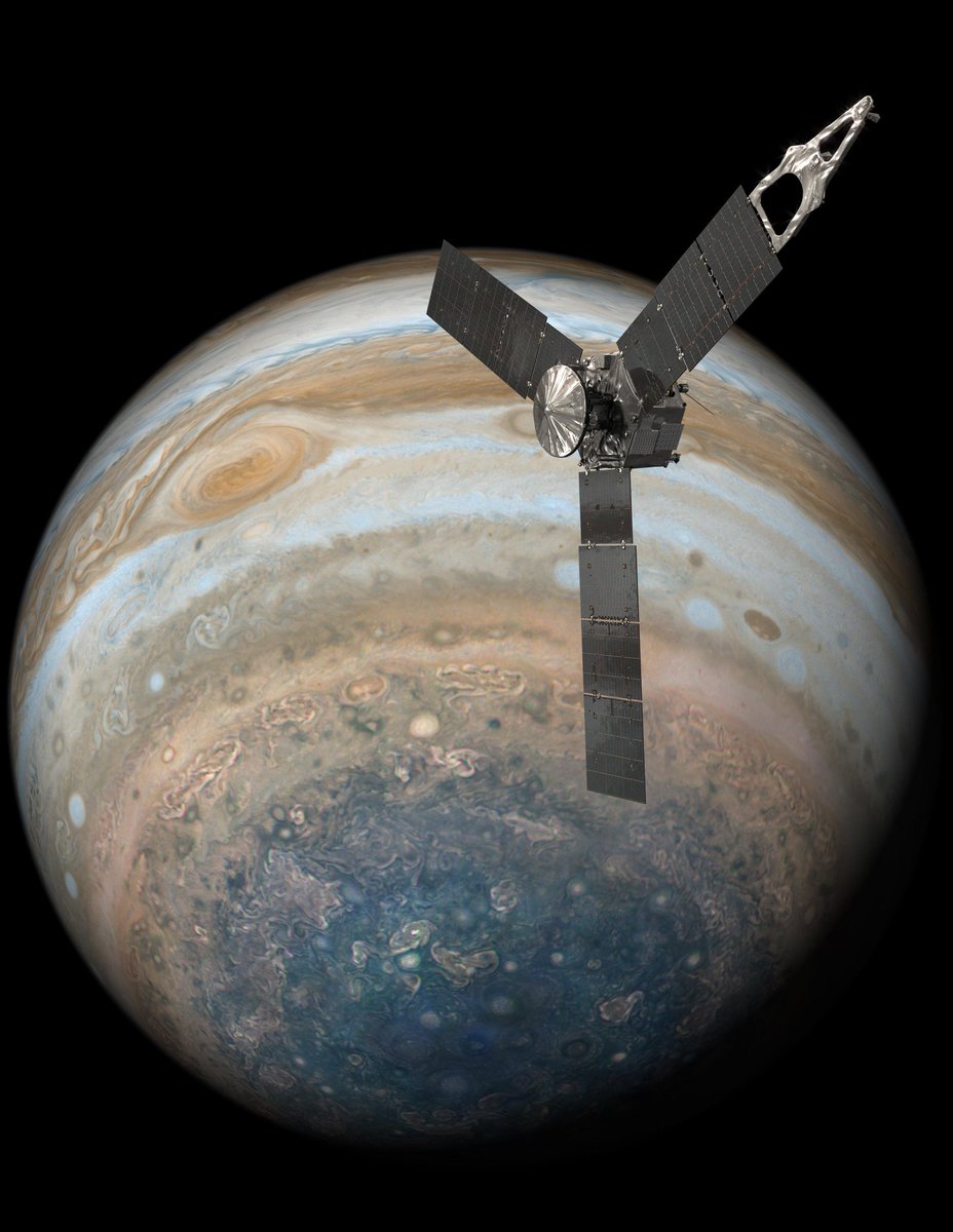 NASASolarSystem's tweet photo. The #JunoMission spacecraft successfully completed its 47th close pass by Jupiter on Dec. 14, but an on-board computer issue disrupted the downlink of data collected during the pass. Juno is healthy, and the team expects to complete the full downlink soon: https://t.co/XAnOKeSkH5 https://t.co/gaIoaPRhGV