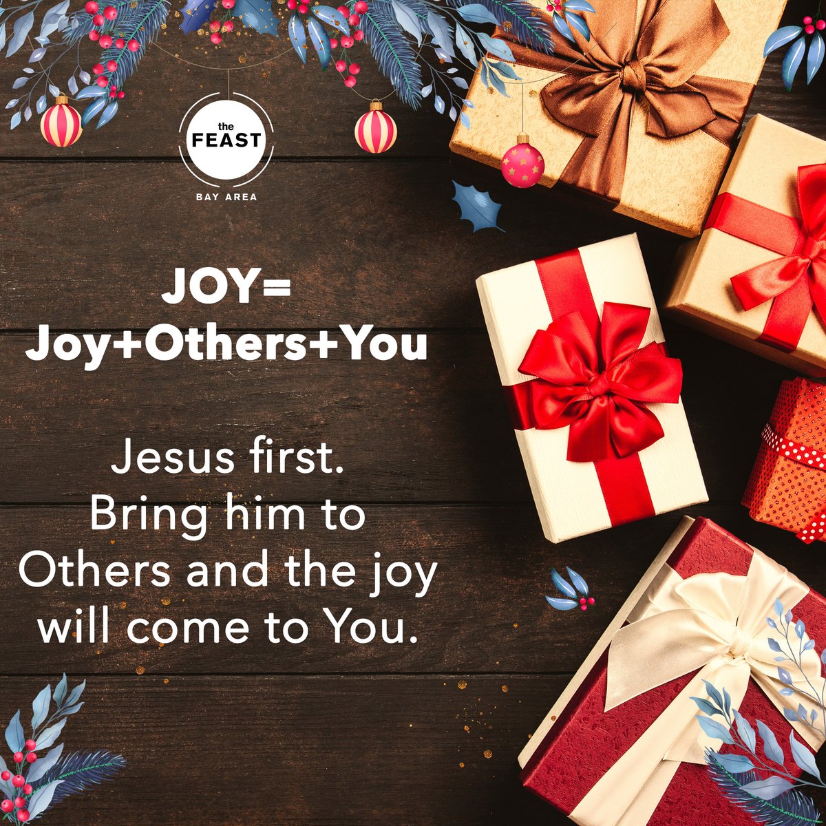 The true secret of joy this Christmas: JOY = Jesus + Others + You.
Why wait and endure the night when you can make morning can be a part of all your day?
See Jesus in every moment. Jesus first, bring Him to others, and the joy will come to you.

Series: UNWRAP
Talk 2: GIFT OF JOY