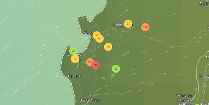 La calidad del aire en el interior y sur del incendio en el Puerto Ventanas ya está comprometida. La estación de Quintero Sur del MMA ya muestra niveles peligrosos para la salud (159). La info acá: iqair.com/chile/valparai…
Más info vía <a href="/GreenpeaceCL/">Greenpeace Chile</a>