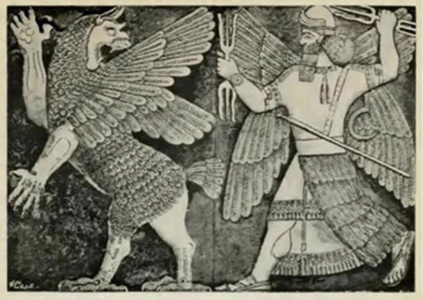 there's probably some artistic connection since other ancient civs also depicted thunderbolts with prongs on either end, like this depiction of marduk https://t.co/2ugI0FcNXr 