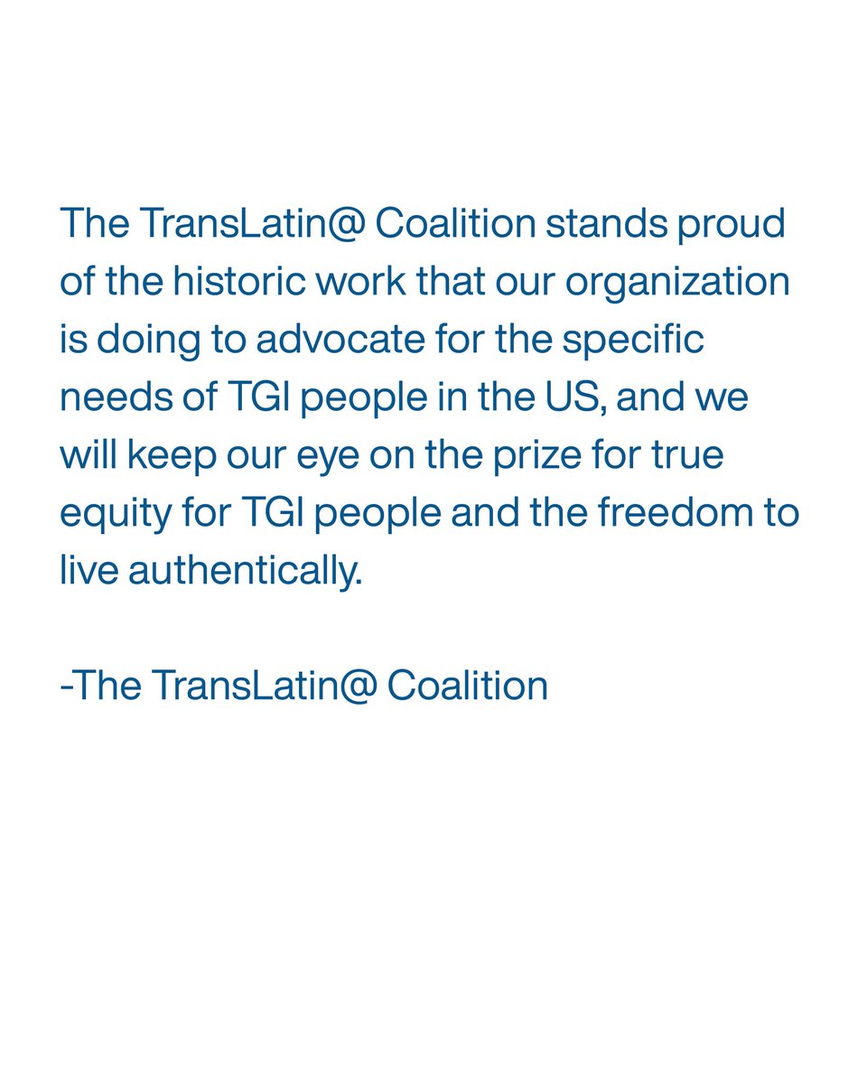 The TransLatin@ Coalition is a safe space for members of our community seeking support, assistance, and services that have been denied by systematic oppression and hateful rhetoric that has poisoned access to basic human rights.

translatinacoalition.org/blog/2022/12/2…