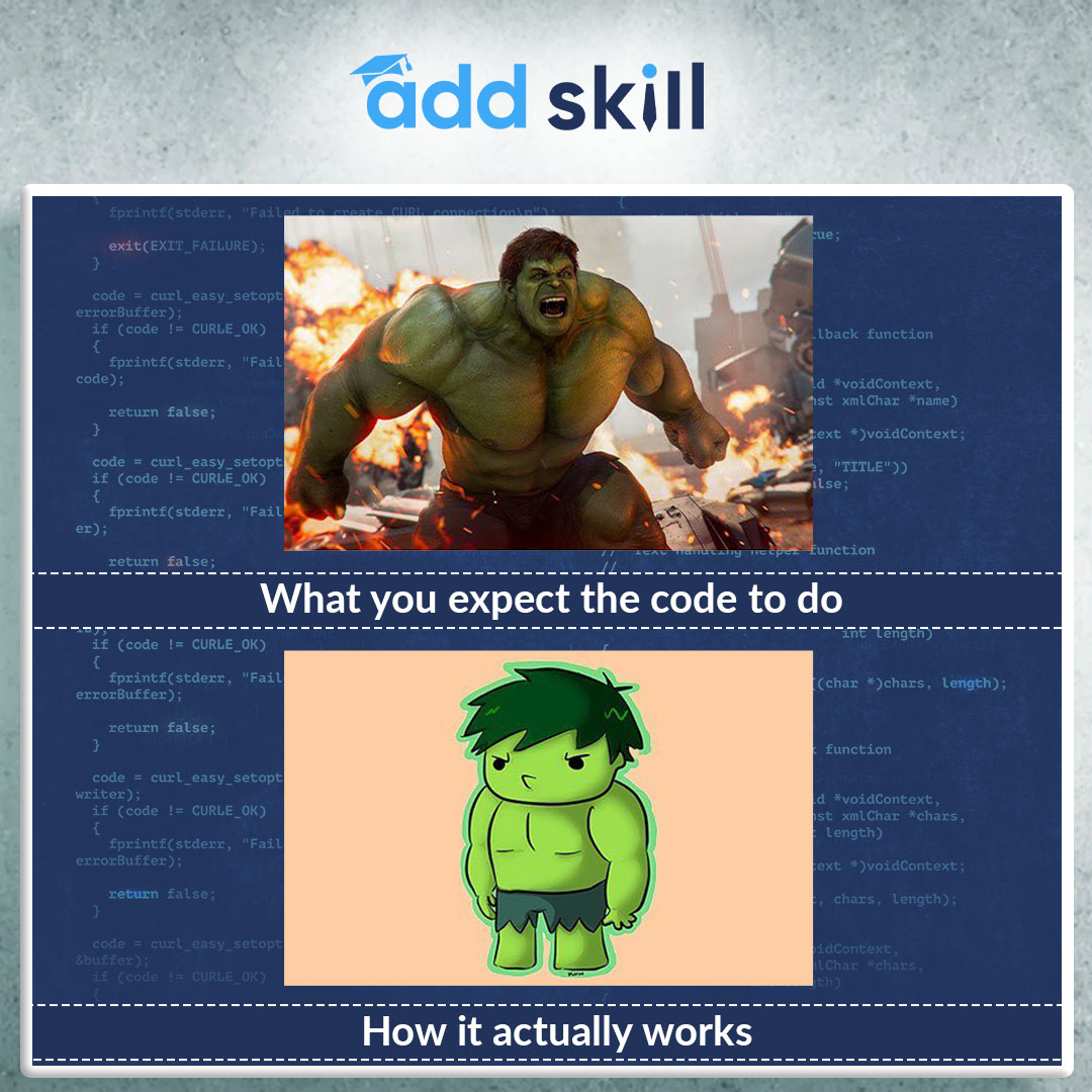 add_skill's tweet photo. Expectation Vs Reality😂!
.
.
.
#addskill #coding #fullstackdeveloper  #softwaredevelopment #frontenddeveloper #backenddeveloper #developer #developerlife #techcareers #codingchallenge #frontenddevelopment #backenddevelopment #codingisfun #codingTip #codingtips #codingmemes https://t.co/PDLHN0PoTM