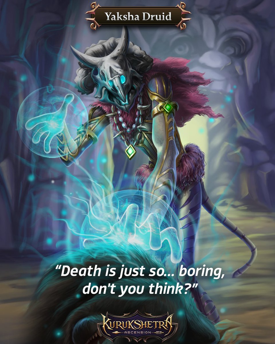 "Yaksha, yaksha. Friends or foes? Yaksha, yaksha. Stay on your toes." Words from long lost texts speak of these impish forest-dwellers with peculiar abilities.

Use this card to bring your units back to life in #KurukshetraAscension, the #cardbattler inspired by #Indianlore.