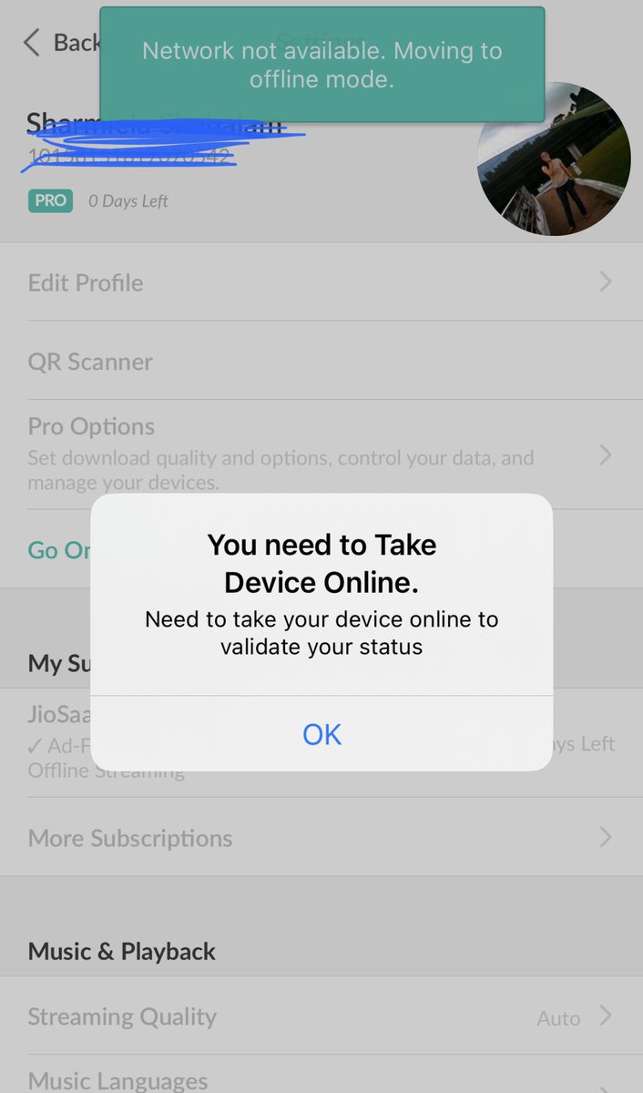 czenina's tweet photo. @JioSaavnCare :Hello, my app is not working. It’s repeatedly showing the error in the image and doesn’t allow me to navigate to the other tabs. Can you please look into it? Thanks! https://t.co/5Tpm0dmGNn