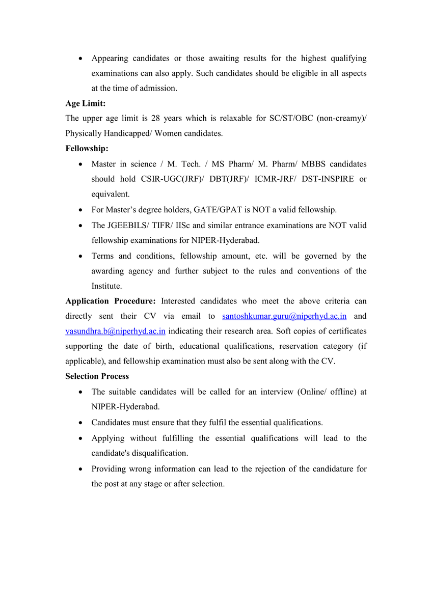 NIPERHyd's tweet photo. #DirectPhD Admission Program 2023
@NIPERHyd invites applications for direct #PhD admission
Students will interact with faculties with expertise in #chemical #biological #pharmaceutical #analytical #IPR & #regulatory #pharmaceuticalmanagement #medicaldevices & #biotechnology https://t.co/igKzndGOwX