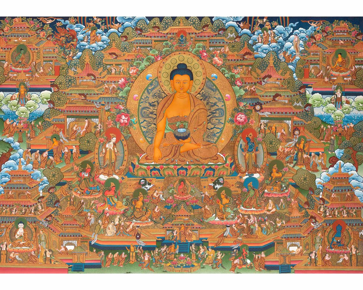 Ritualthanka's tweet photo. Excited to share the latest addition to my #etsy shop: 24K Gold Style Shakyamuni Buddha | Horizontal Original Thangka Painting | Large Traditional Panoramic Wall Art To Aid Meditation Yoga https://t.co/70GEER84oH #office #stretchedcanvas #abstract #horizontal #sciencet https://t.co/XizXWcmDwP