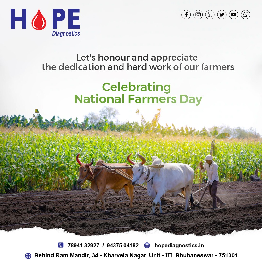 HopeDiagnostics's tweet photo. A farmer is a magician who produces gold from the clay. Let us salute all their contributions towards the national development.
Celebrating National Farmers Day.

#NationalFarmersDay
#hopediagnostics #diagnostics #bhubaneswarbestdiagnostics #microbiology #biology #science https://t.co/1qfblLfdiE