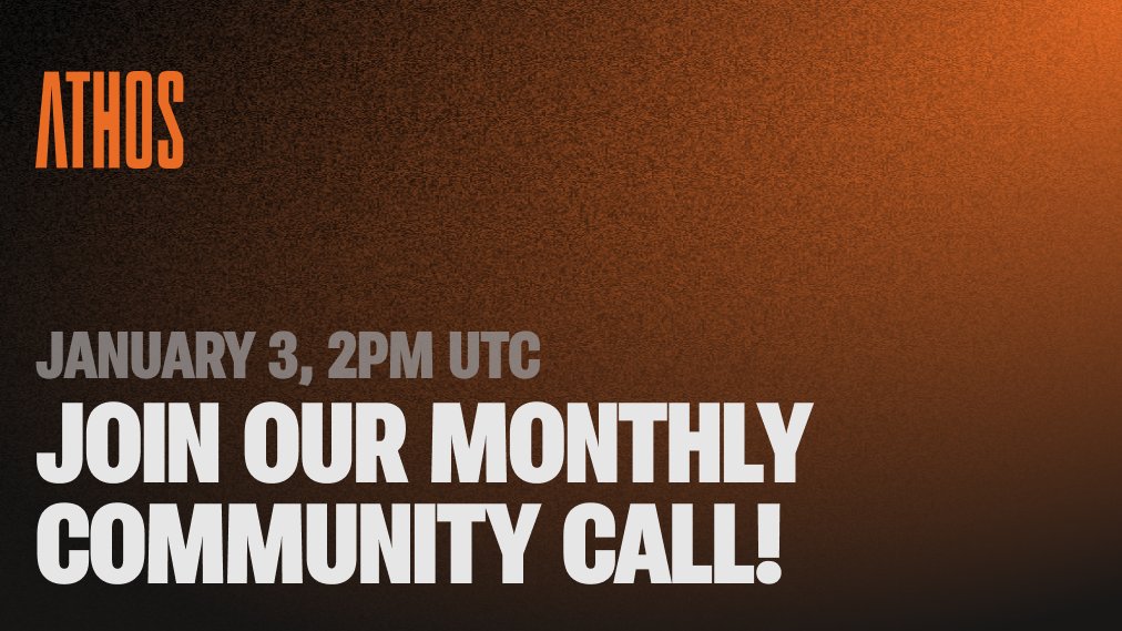 Athos_Finance's tweet photo. ❗️Time for a monthly update❗️

Join our Discord community call on January 3 @ 2pm UTC, where you can hear about the December updates &amp; ask questions!

Details here: https://t.co/GK0RpkHeii https://t.co/FXASK8mxse