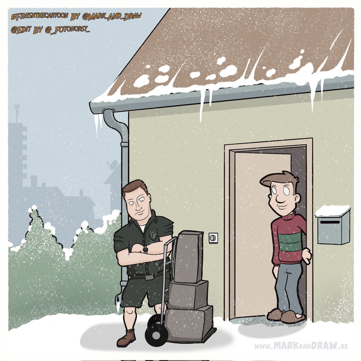 _FotoHorst_'s tweet photo. #OneDrawingADayForAYear
#OneDrawingADaytilEndofTheYearMaybe
03-356
Doug will Carry ...
Ein leicht abgewandelter Ohrwurm.
#artchallenge #Paketbote #KingOfQueens
#FinishtheCartoon
@mark_and_draw
#kleineKunstklasse https://t.co/rrYatNiuT2