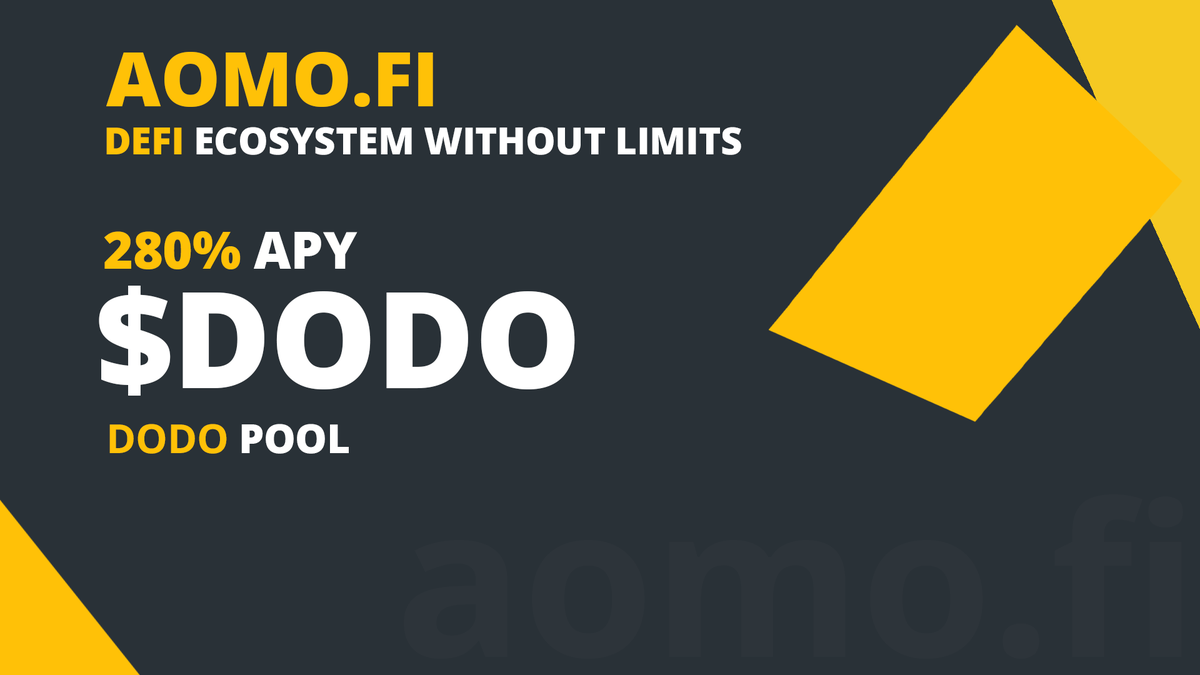 aomofinance's tweet photo. 💪 #DODO token is now available in the #speedFarming pool!
🔥 280% APY
👉 Check it out here https://t.co/fdZHgZlP9A

Start #earning now!

@BreederDodo
 #CAKE #DeFi #BSC #binance #Farming #DeFiNews #blockchain #crypto #nft #yearn #farm #apy #DODO #BreederDodo https://t.co/UdG4fADkLe