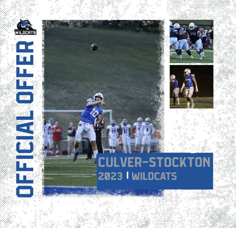 After a great talk with <a href="/CoachCutshaw/">Roy Cutshaw Jr</a> ,I am blessed to receive my 2nd offer from Culver-Stockton college! GO WILDCATS!