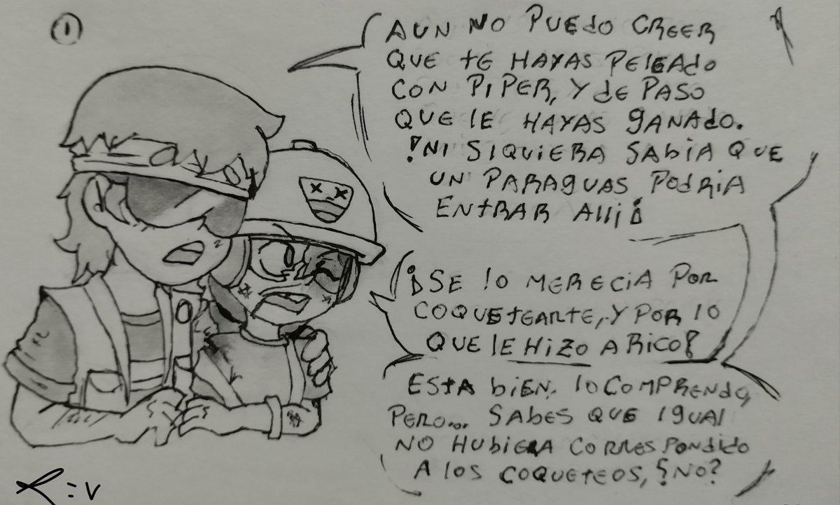 Ezeroblack32's tweet photo. Bueno, quería hacer un minicomic, mañana hago la continuación :3
(Pd: a veces hasta me provoca escribir un fanfic de estos dos :3 solo que no tengo una buena idea para hacerlo)
#brawlstars #brawlstarsfanart #Jacky #Buster #JackyxBuster #fanart #love #art https://t.co/yMJXd3K7xp